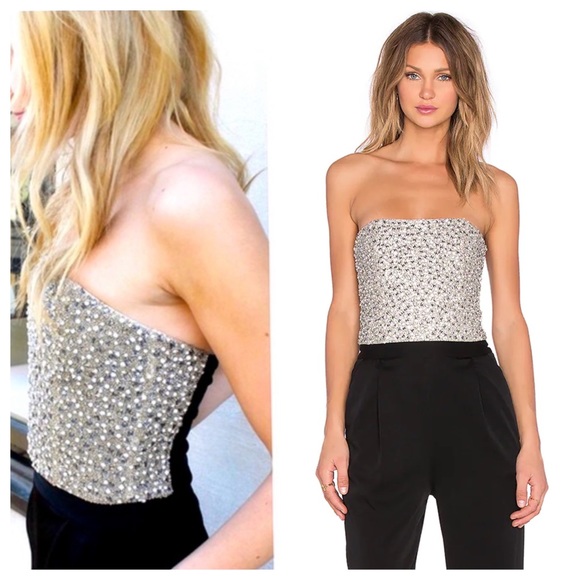 ALICE + OLIVIA Jeri Beaded Strapless Jumpsuit - Picture 8 of 15